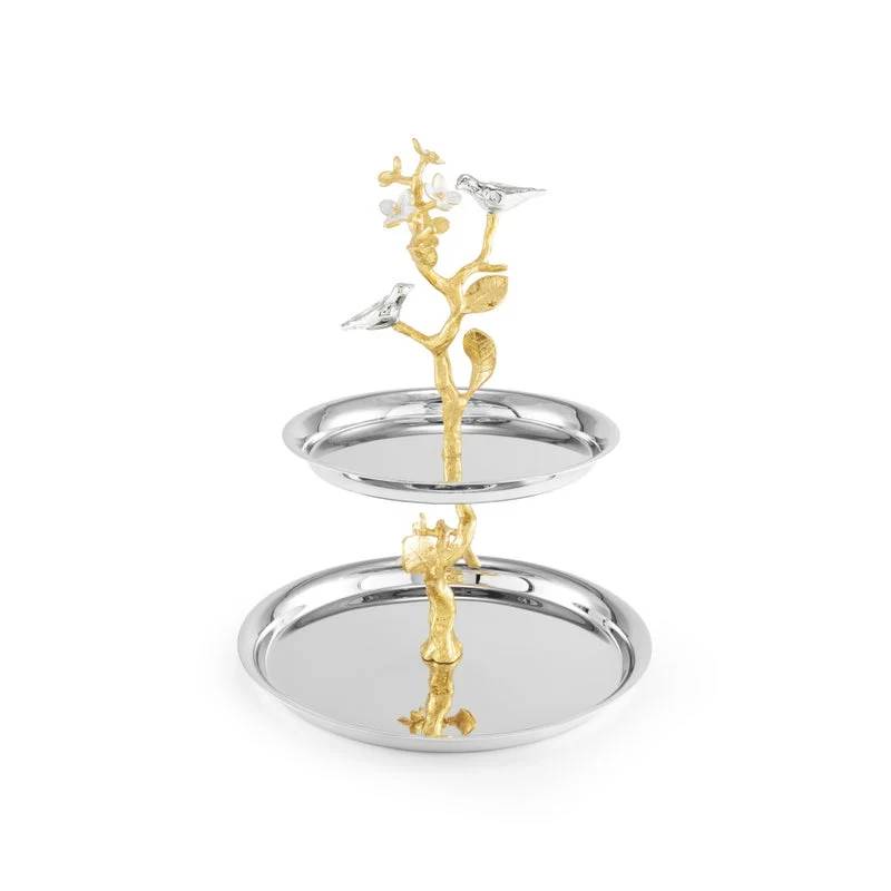 Lovebirds Silver & Gold Etagere