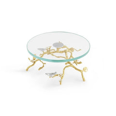 Lovebirds Silver & Gold Glass Cakestand