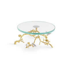 Lovebirds Silver & Gold Glass Cakestand