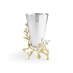 Lovebirds Silver & Gold Medium Vase