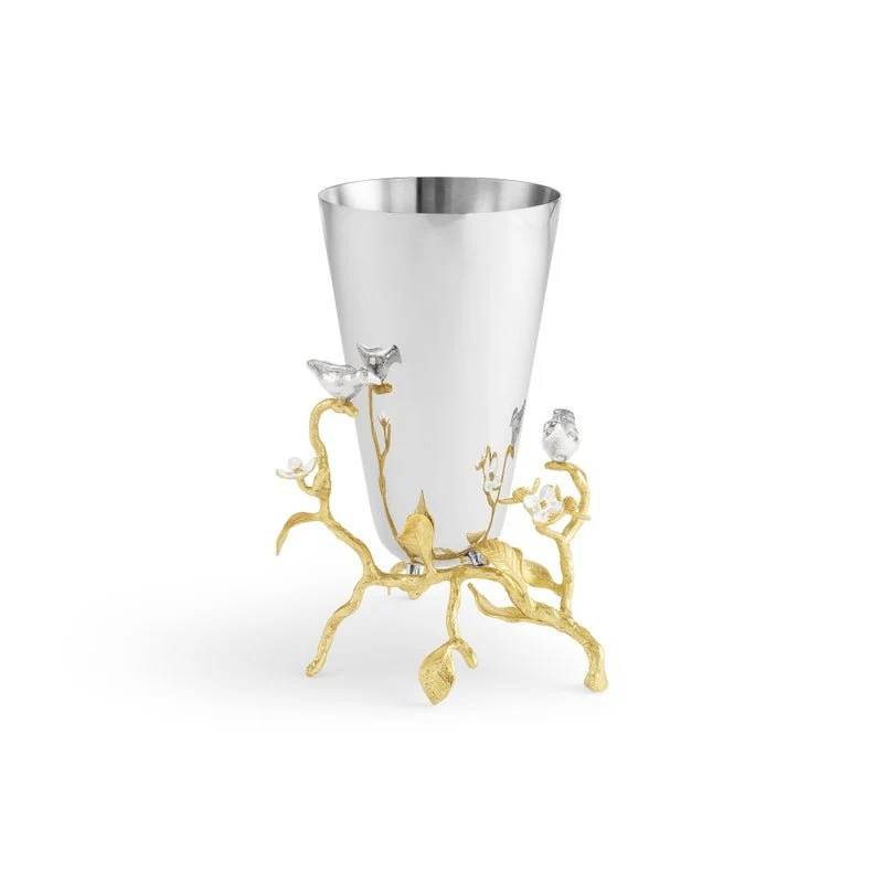 Lovebirds Silver & Gold Small Vase