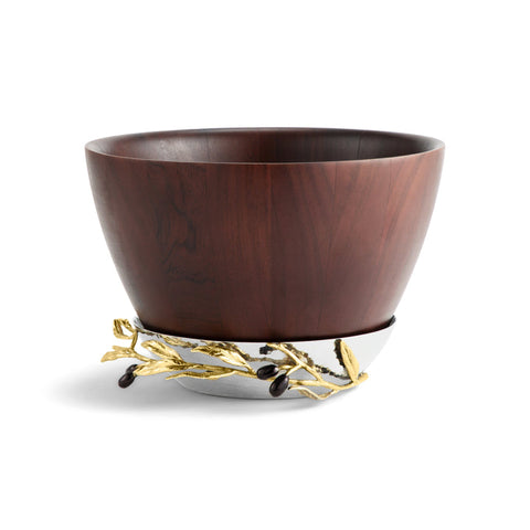Olive Branch Gold Wood Bowl