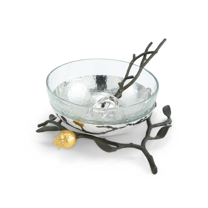 Pomegranate Glass Bowl W/ Spoon