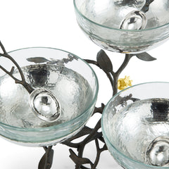 Pomegranate Triple Bowl Set W/ Spoons