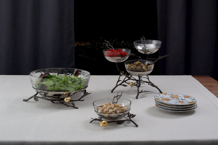 Pomegranate Triple Bowl Set W/ Spoons