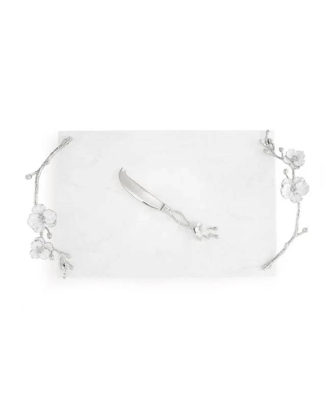 Silver Orchid Cheeseboard with Knife