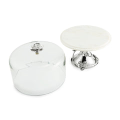 White Orchid Cake Stand W/ Dome