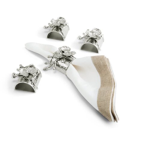White Orchid Napkin Ring Set