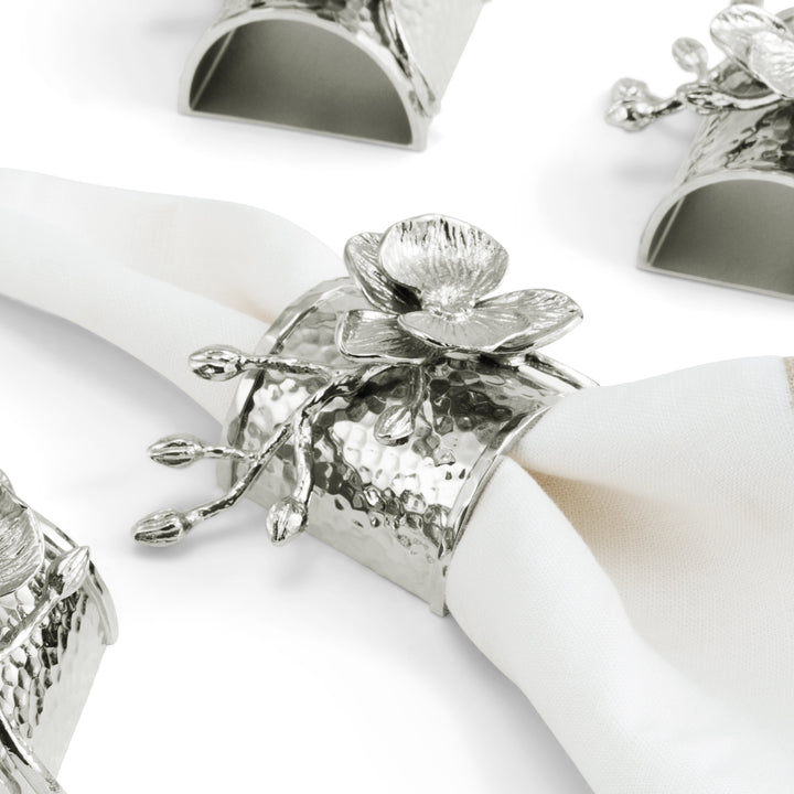 White Orchid Napkin Ring Set