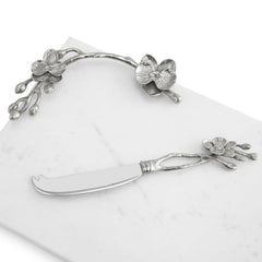 White Orchid Small Cheese Board W/ Knife