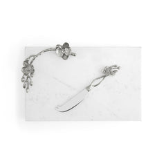 White Orchid Small Cheese Board W/ Knife