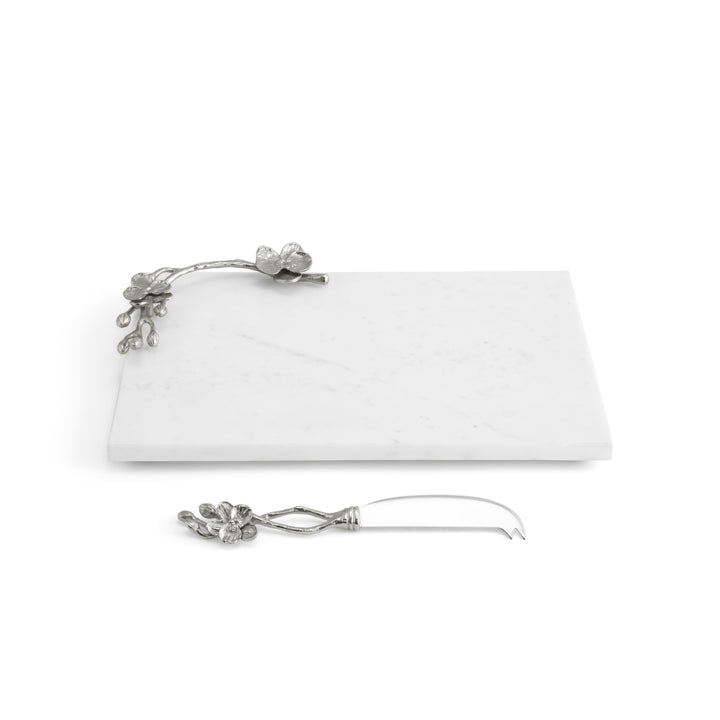 White Orchid Small Cheese Board W/ Knife