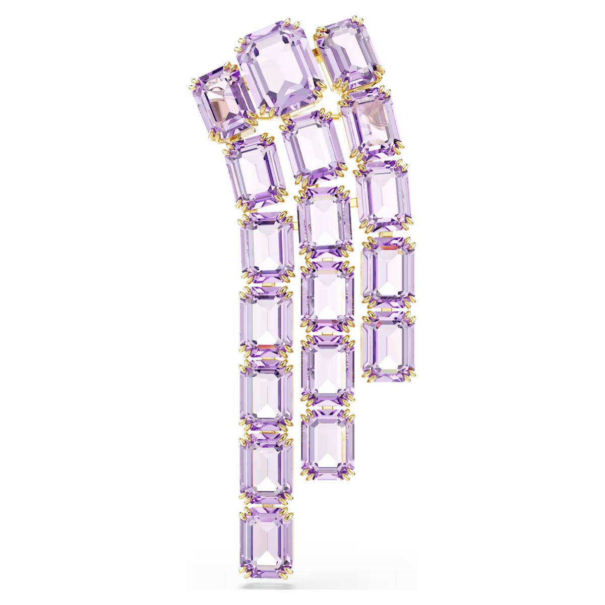 Millenia brooch Octagon cut, Purple, 18K gold plated