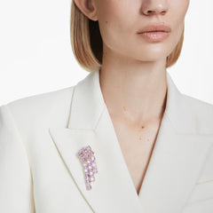 Millenia brooch Octagon cut, Purple, 18K gold plated