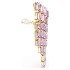 Millenia clip earrings Octagon cut, Chandelier, Purple, 18K gold plated