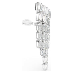 Millenia clip earrings Octagon cut, Chandelier, White, Rhodium plated