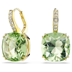 Millenia drop earrings Cushion cut, Green, 18K gold plated
