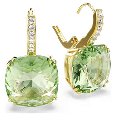 Millenia drop earrings Cushion cut, Green, 18K gold plated