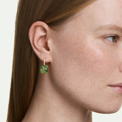 Millenia drop earrings Cushion cut, Green, 18K gold plated