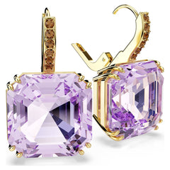 Millenia drop earrings Square cut, Purple, 18K gold plated