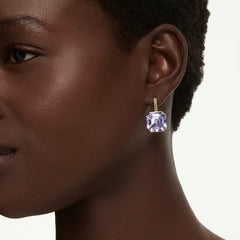 Millenia drop earrings Square cut, Purple, 18K gold plated