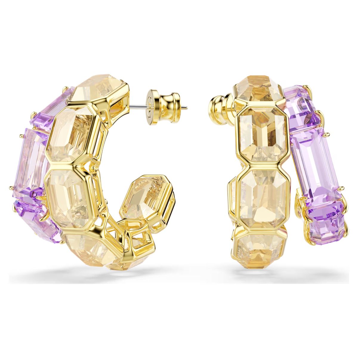 Millenia hoop earrings Mixed cuts, Multicolored, 18K gold plated