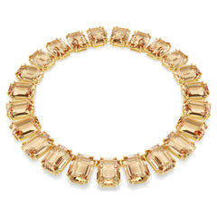 Millenia necklace Oversized crystals, Octagon cut, Caramel, 18K gold plated