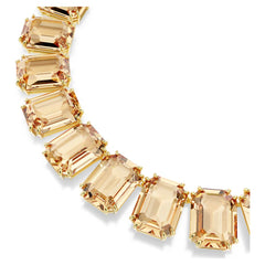 Millenia necklace Oversized crystals, Octagon cut, Caramel, 18K gold plated