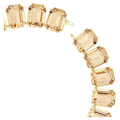 Millenia necklace Oversized crystals, Octagon cut, Caramel, 18K gold plated