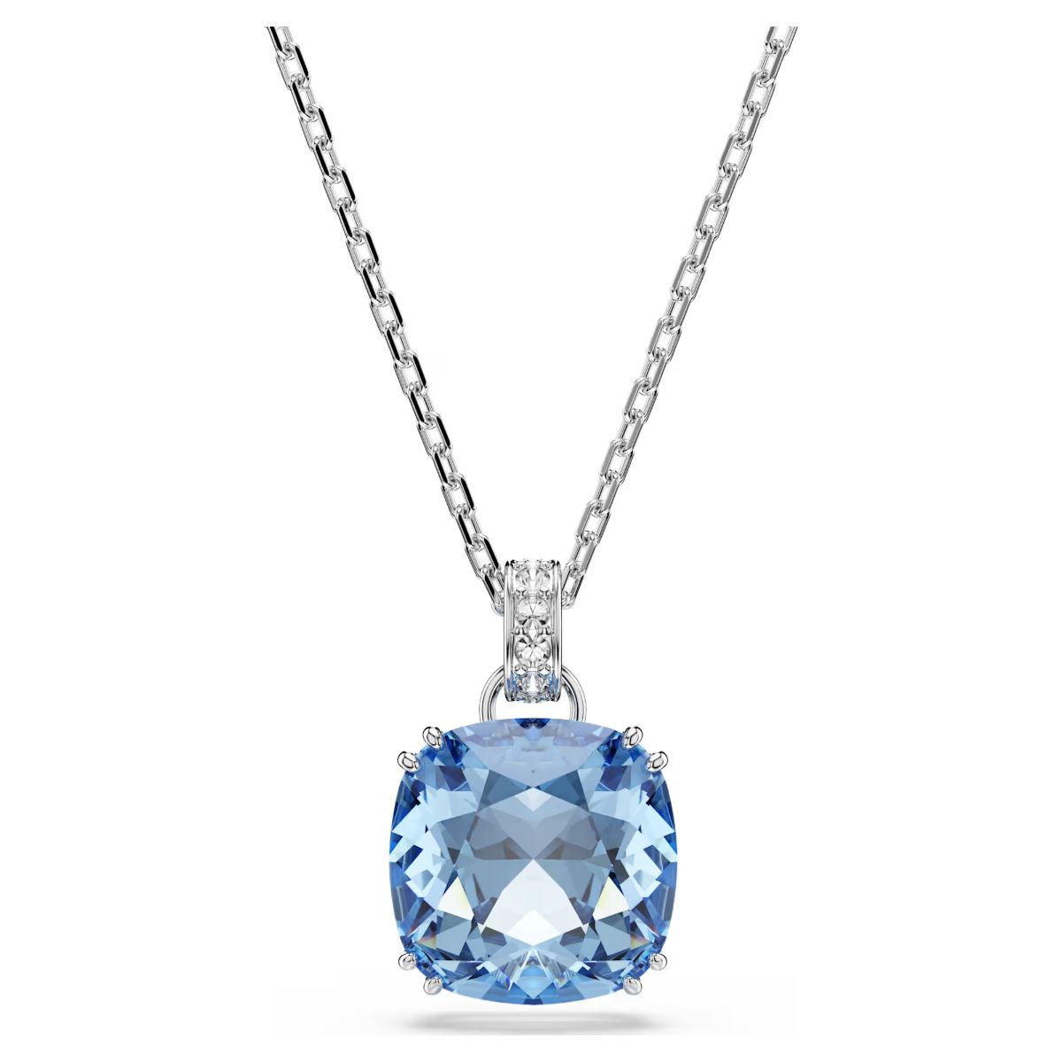 Millenia pendant Cushion cut, Blue, Rhodium plated