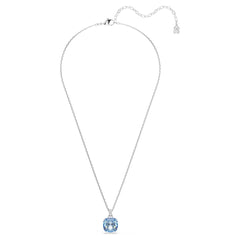 Millenia pendant Cushion cut, Blue, Rhodium plated