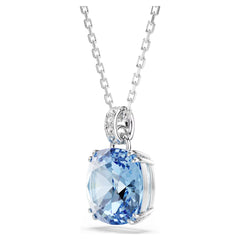 Millenia pendant Cushion cut, Blue, Rhodium plated