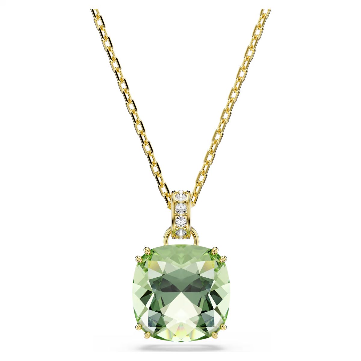 Millenia pendant Cushion cut, Green, 18K gold plated