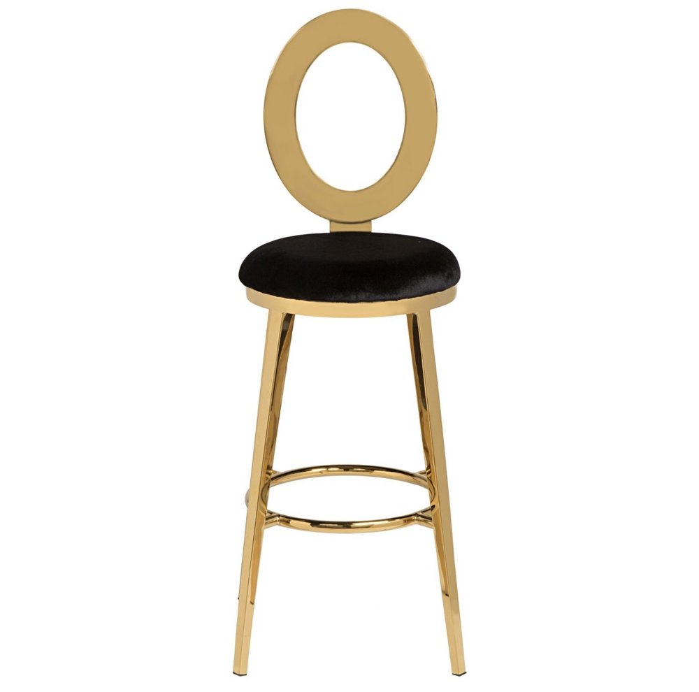 Oval Barstool - Gold/Black RENTAL