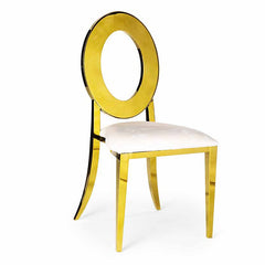 Oval Dining Chair -Gold/White RENTAL