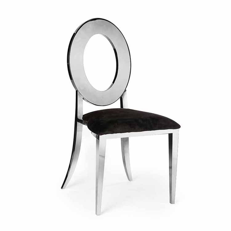 Oval Dining Chair - Silver/Black RENTAL