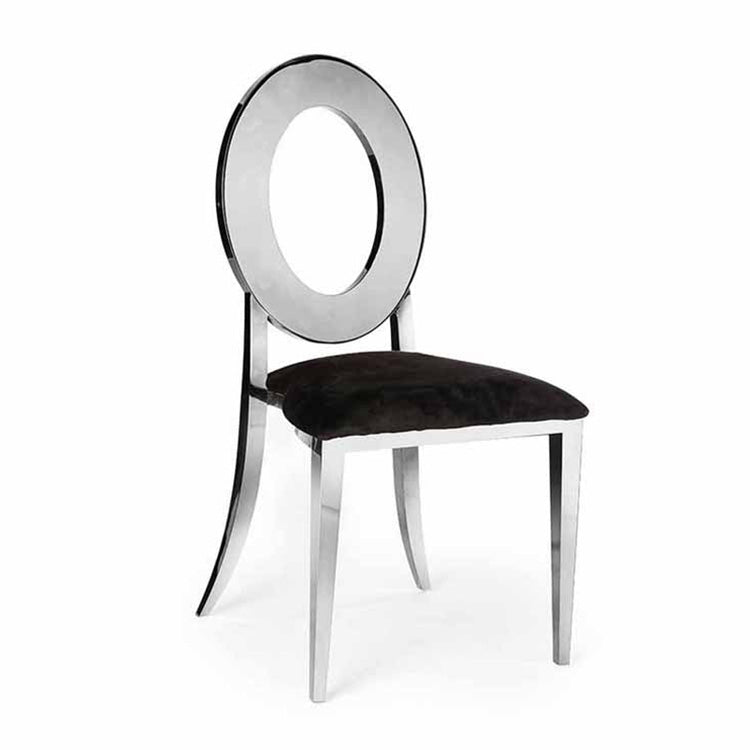Oval Dining Chair -Silver/Black RENTAL