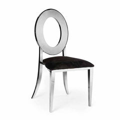 Oval Dining Chair -Silver/Black RENTAL