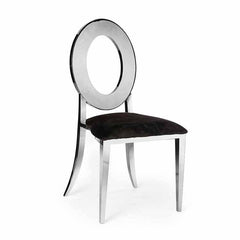 Oval Dining Chair - Silver/Black RENTAL