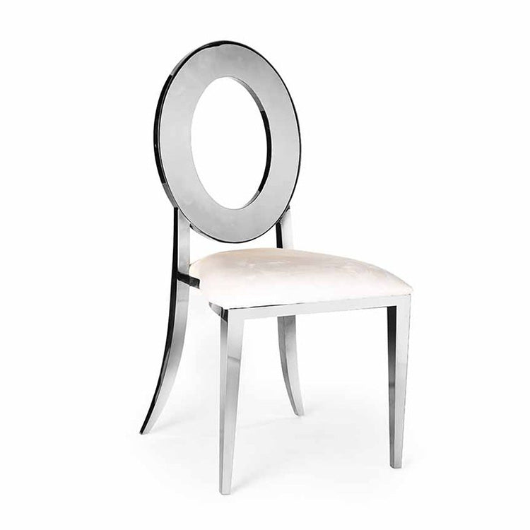Oval Dining Chair - Silver/White RENTAL