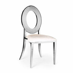 Oval Dining Chair - Silver/White RENTAL