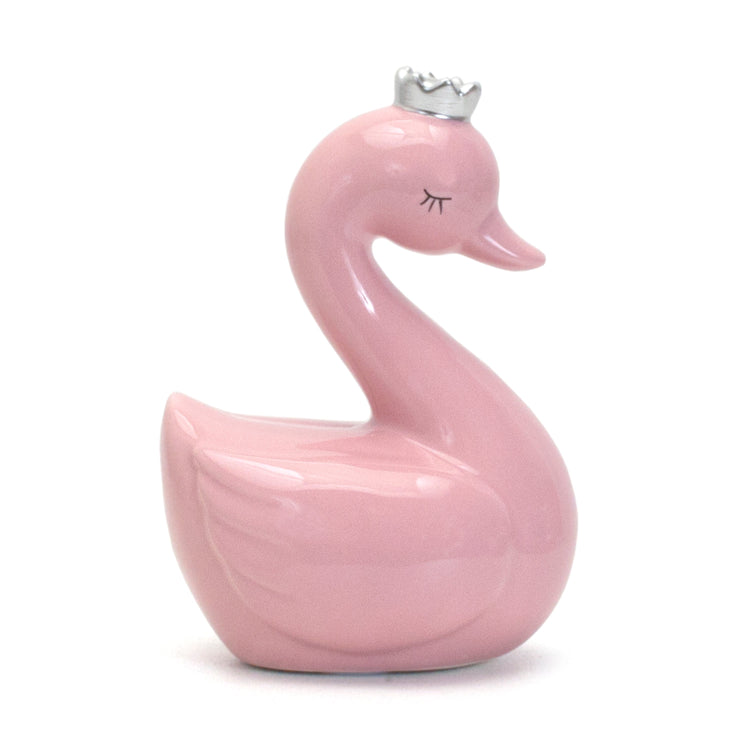 Pink Swan With Silver Crown Bank