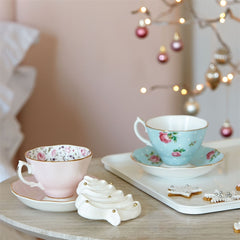 Royal Albert Polka Blue Vintage Teacup & Saucer Boxed Set