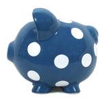 Polka Dot Piggy Bank Dark Blue