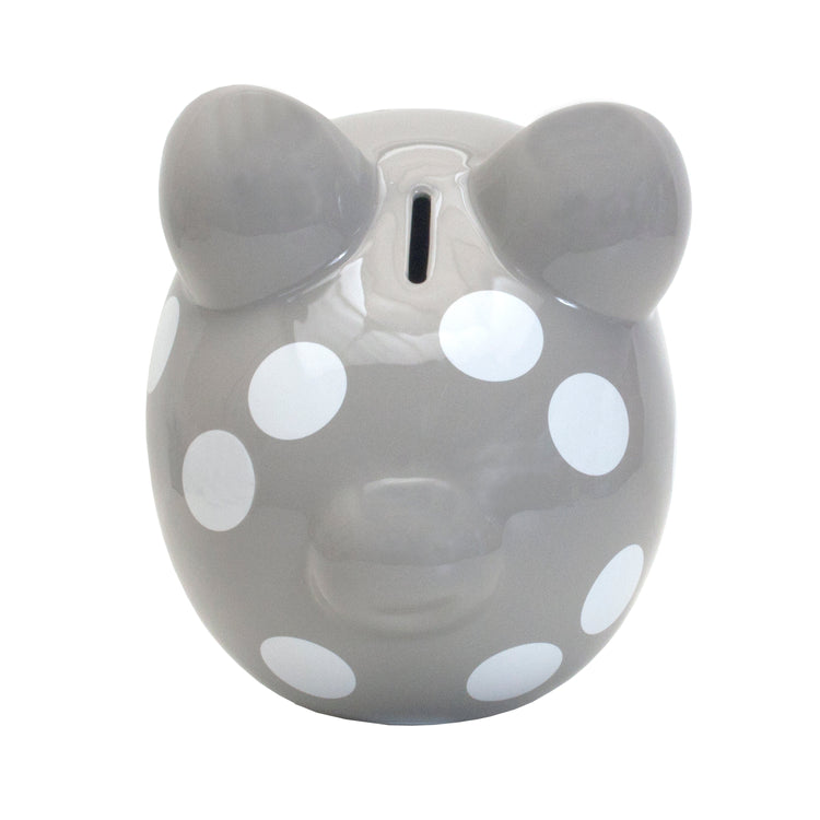 Polka Dot Piggy Bank Gray