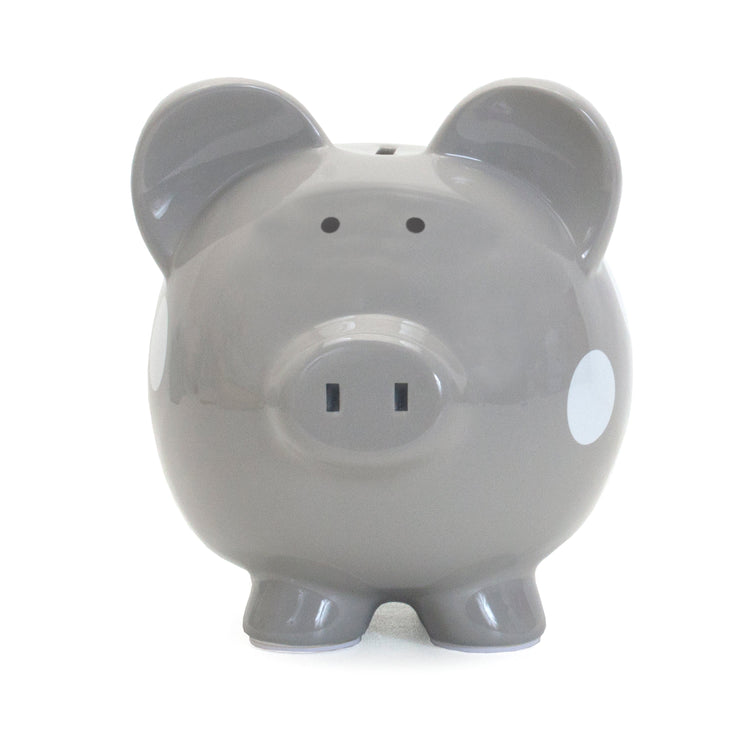 Polka Dot Piggy Bank Gray