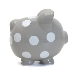 Polka Dot Piggy Bank Gray