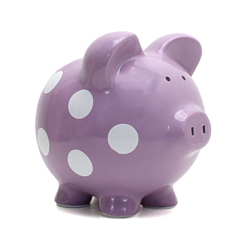 Polka Dot Piggy Bank Purple