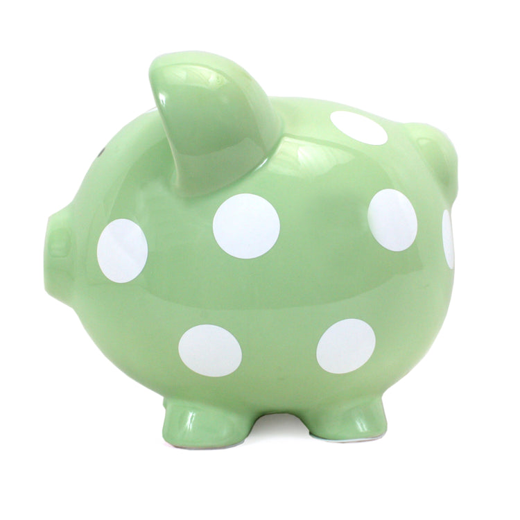 Polka Dot Piggy Bank Sage