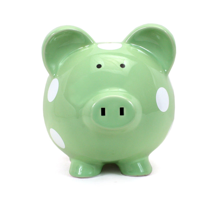 Polka Dot Piggy Bank Sage